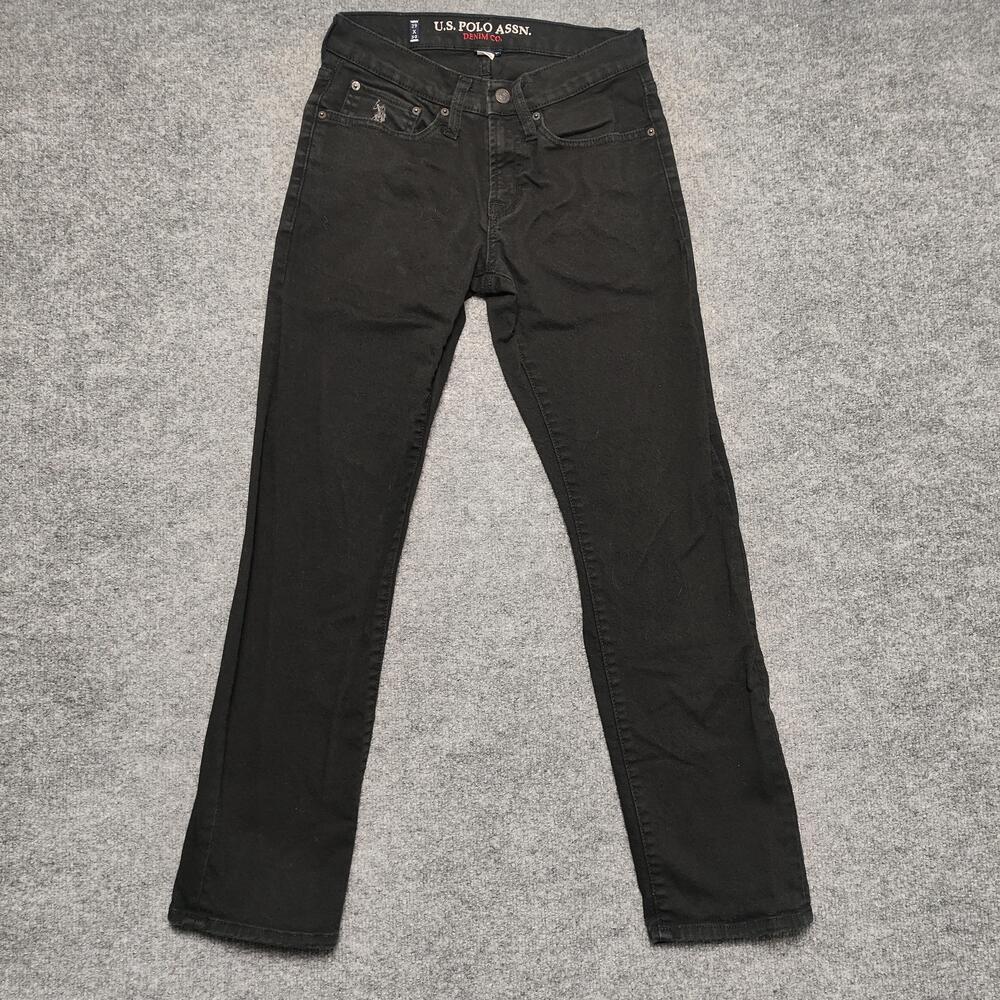 U.S. Polo Assn. Jeans Mens 29x30 Black Dark Slim Straight Stretch Denim Pants